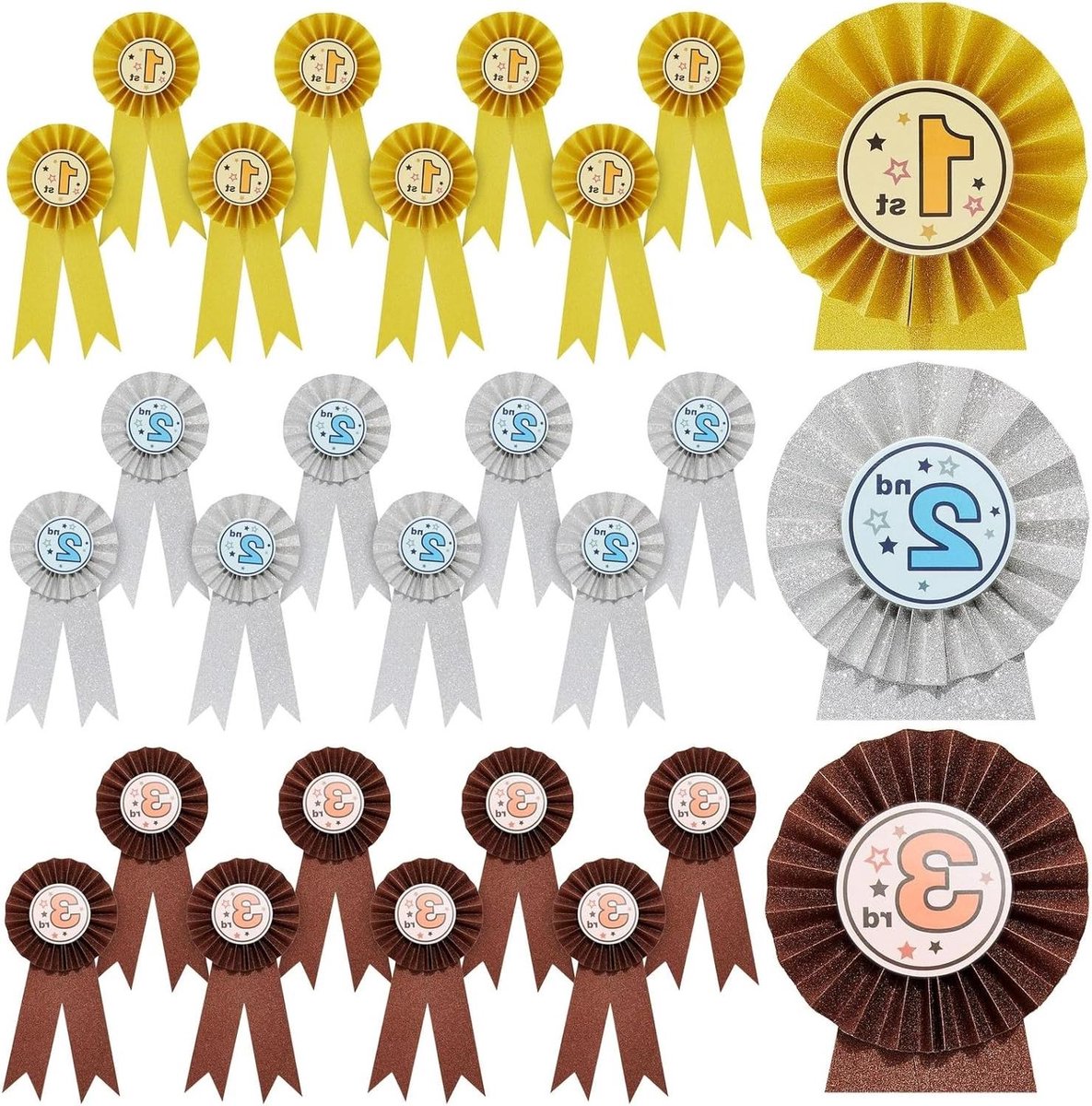Award Lintjes - Rosette Prijzen - Evenementen Bekronen - Goud Zilver Brons - 24 Stuks - Meerdere Kleuren
