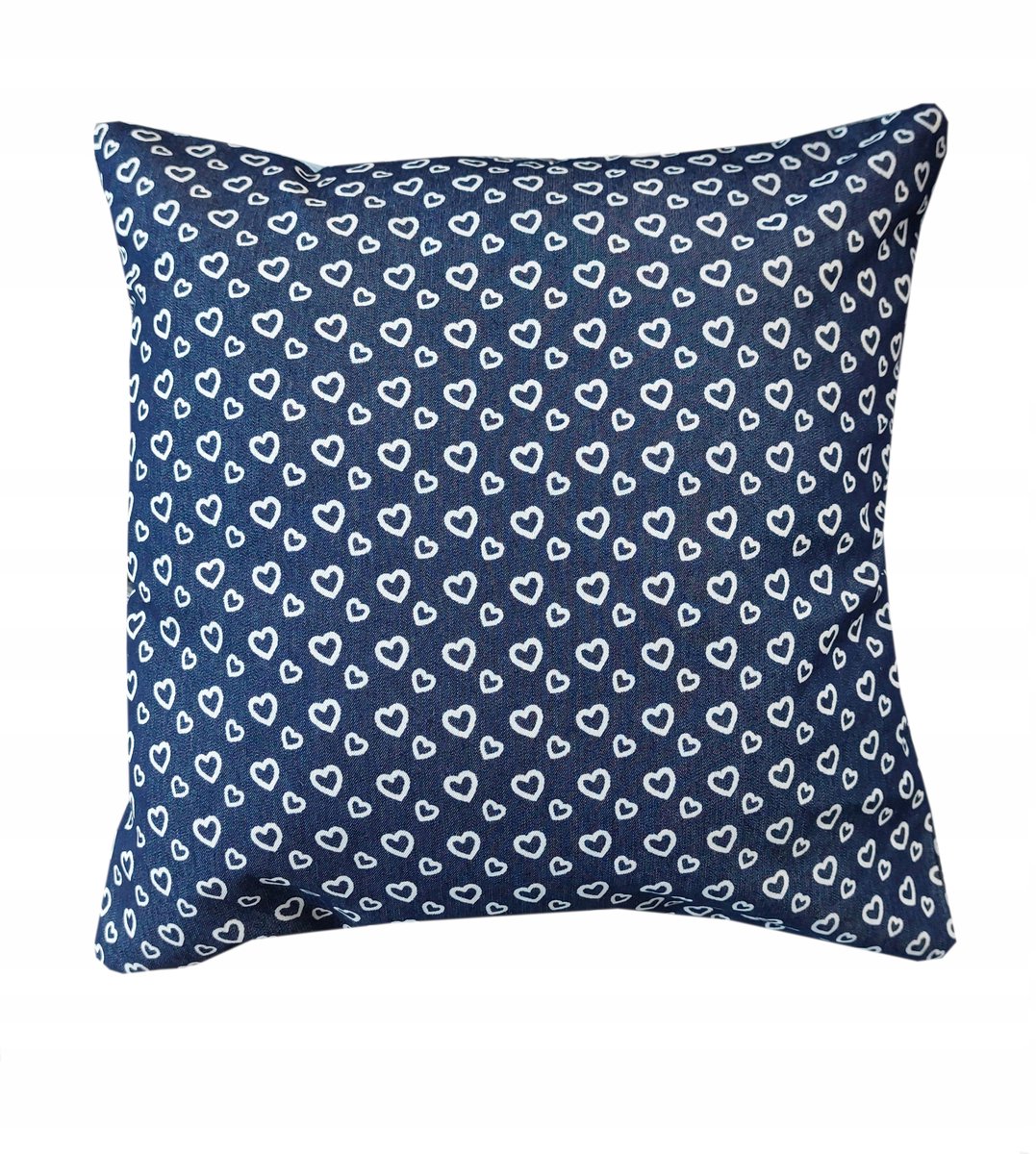 Dekoratieve Kussenhoes 40x40cm - Marineblauw met Hartjes
