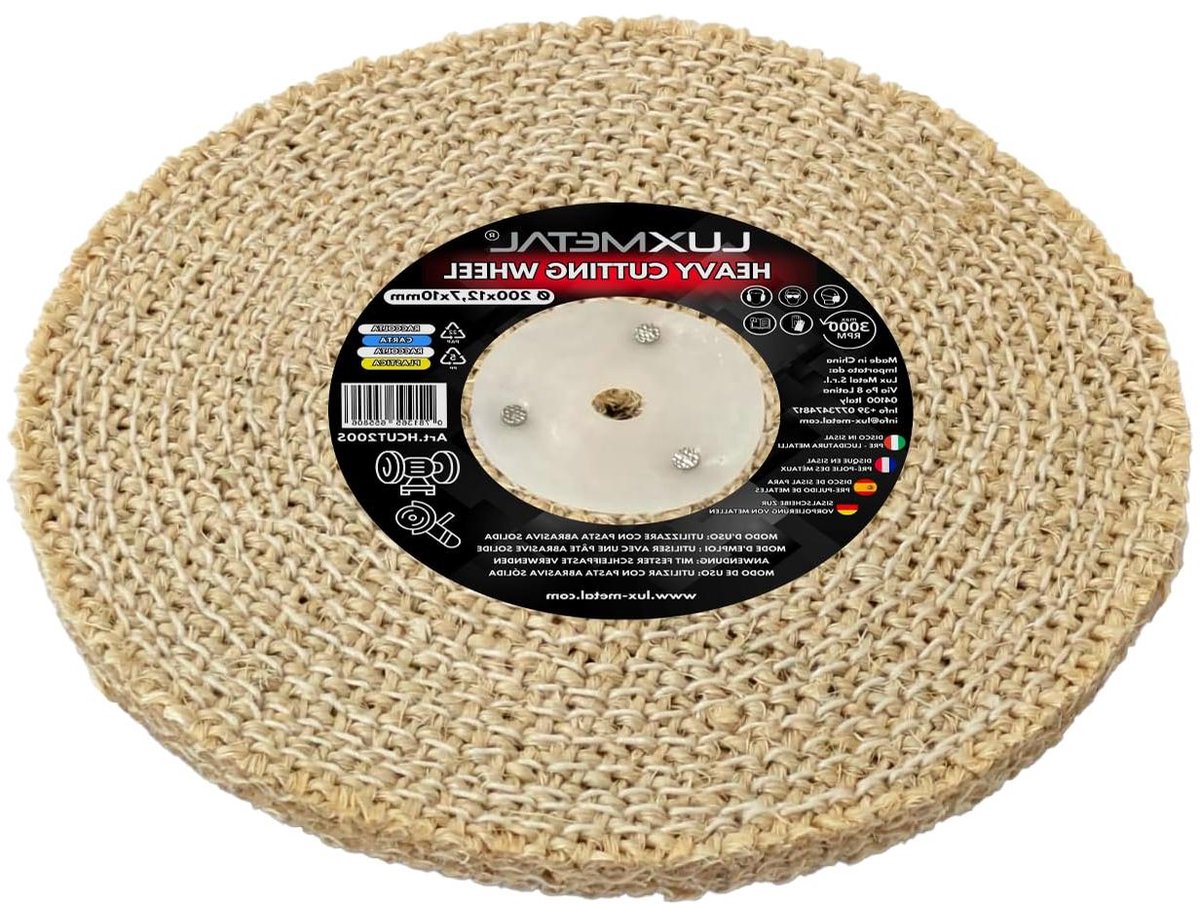 Metalen polijstschijf - Sisal schijf - Metaal voorbewerken - Hoge dichtheid sisal - 200 x 127 mm - Niet gespecificeerd