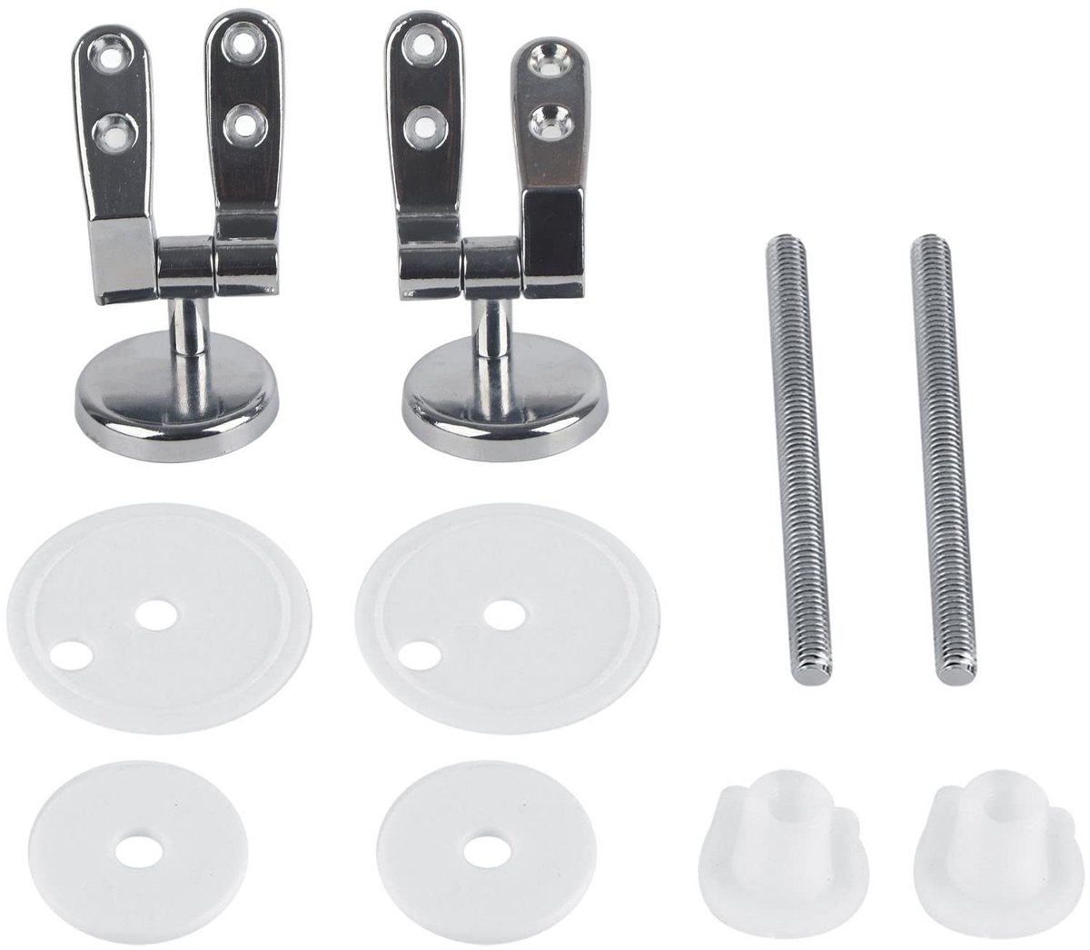 SOUQONE- Toiletbril Scharnier Set - Roestvrij Stalen Schroeven - Nylon Moeren/Washers - Zink Legering Scharnieren - Antibacterieel - Geschikt voor Houten/Metaal/Plastic Toiletten