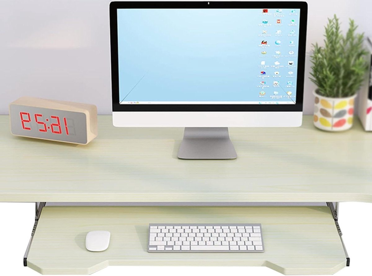 Houten Toetsenbordlade - Bureau Opberger - Bureau Organisatie - Ergonomisch Ontwerp - 70x30 cm - Wit