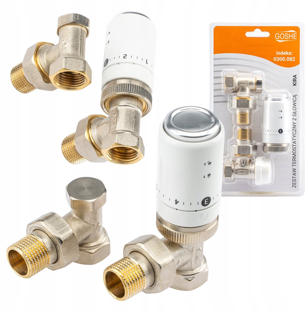 Thermostatische Radiatorkraan Set Hoek Wit 1/2" Goshe