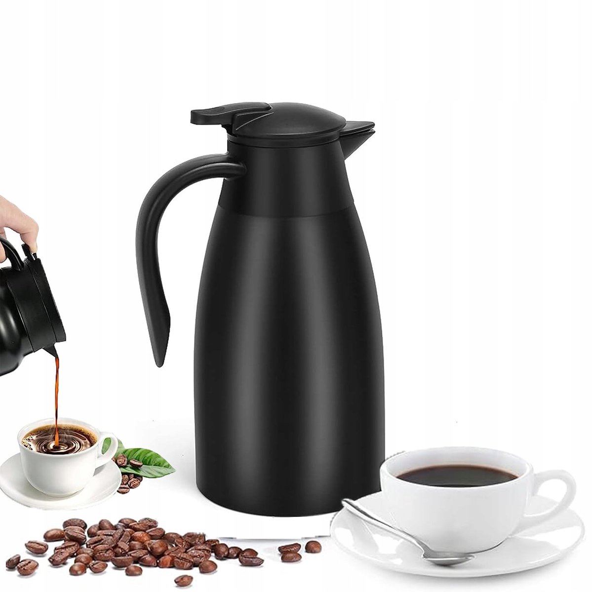 Thermos Karaf 2L - RVS - Warm & Koud - Zwart