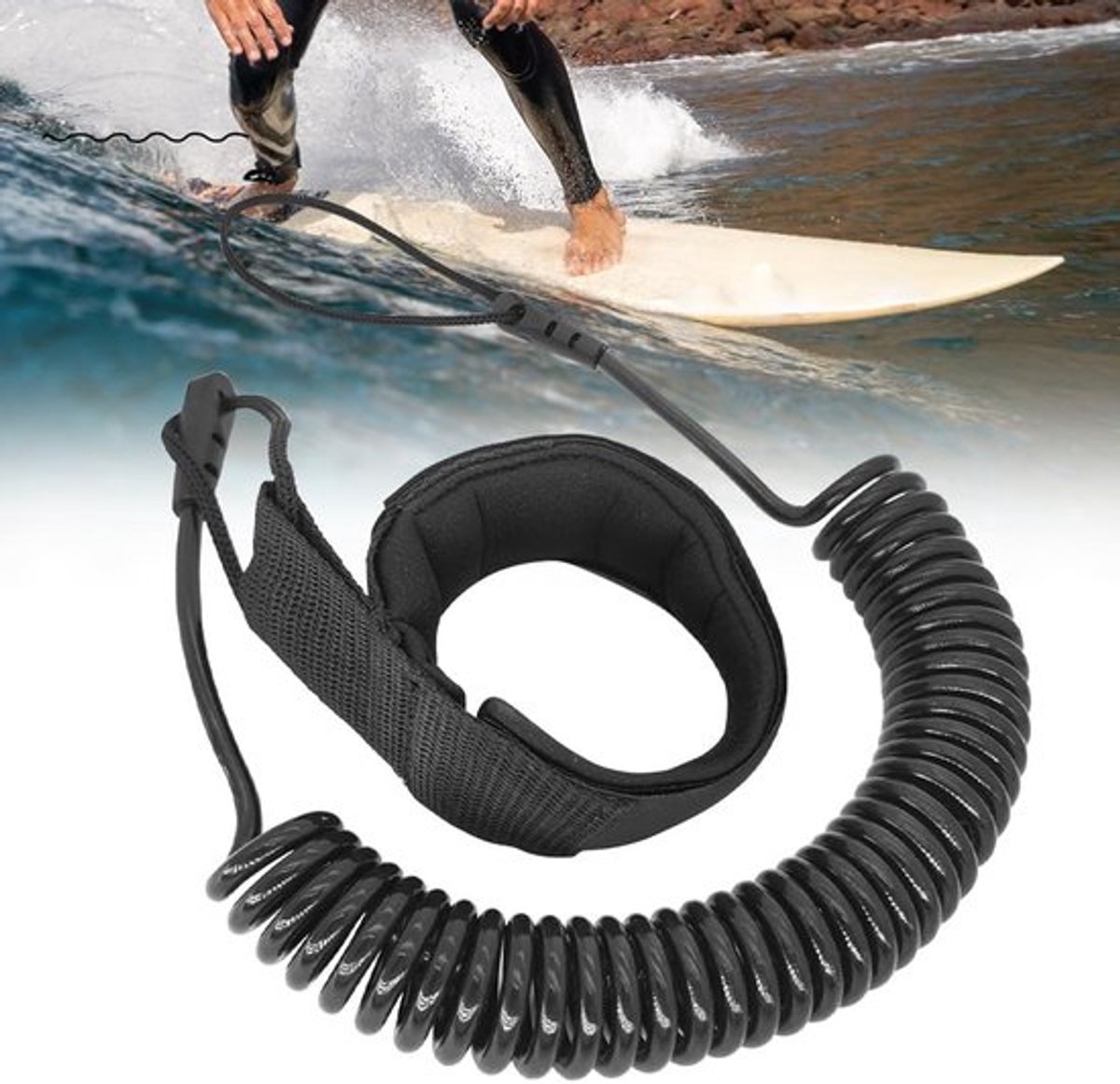 Allecto - Coiled Surf Leash - Veiligheidslijn voor Sup en Kayak