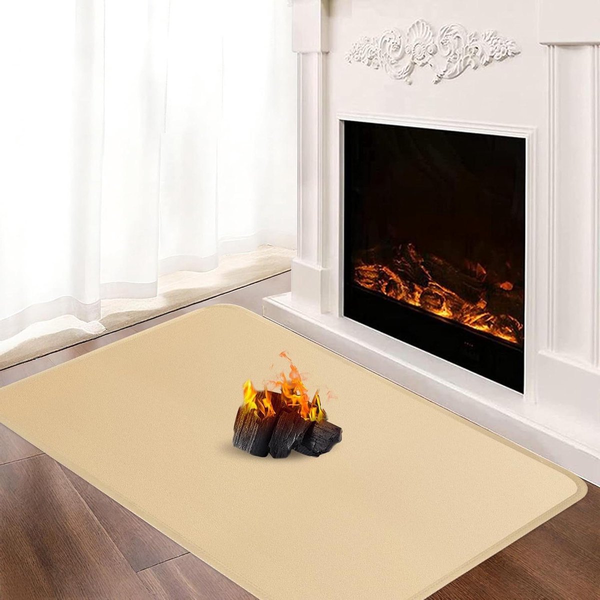 Vuurvaste onderlegger - Vonkbeschermingsplaat mat - Vloer beschermen - Drielaags materiaal - 100 x 60 cm - Kaki