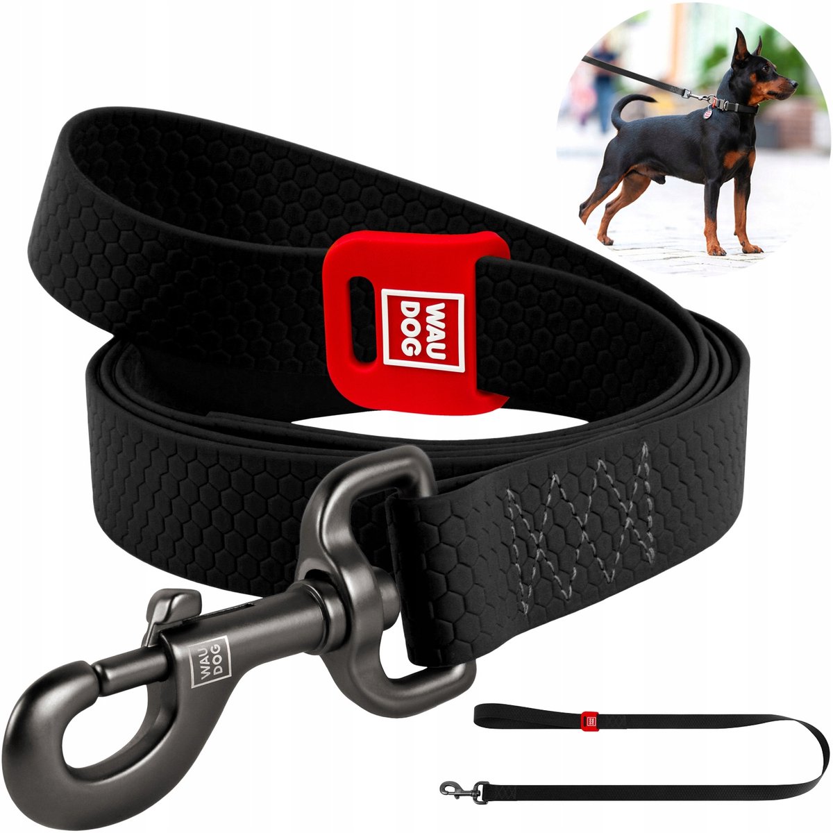 WAUDOG Waterproof Hondensnoer Zwart - Maat M, 183cm x 20mm