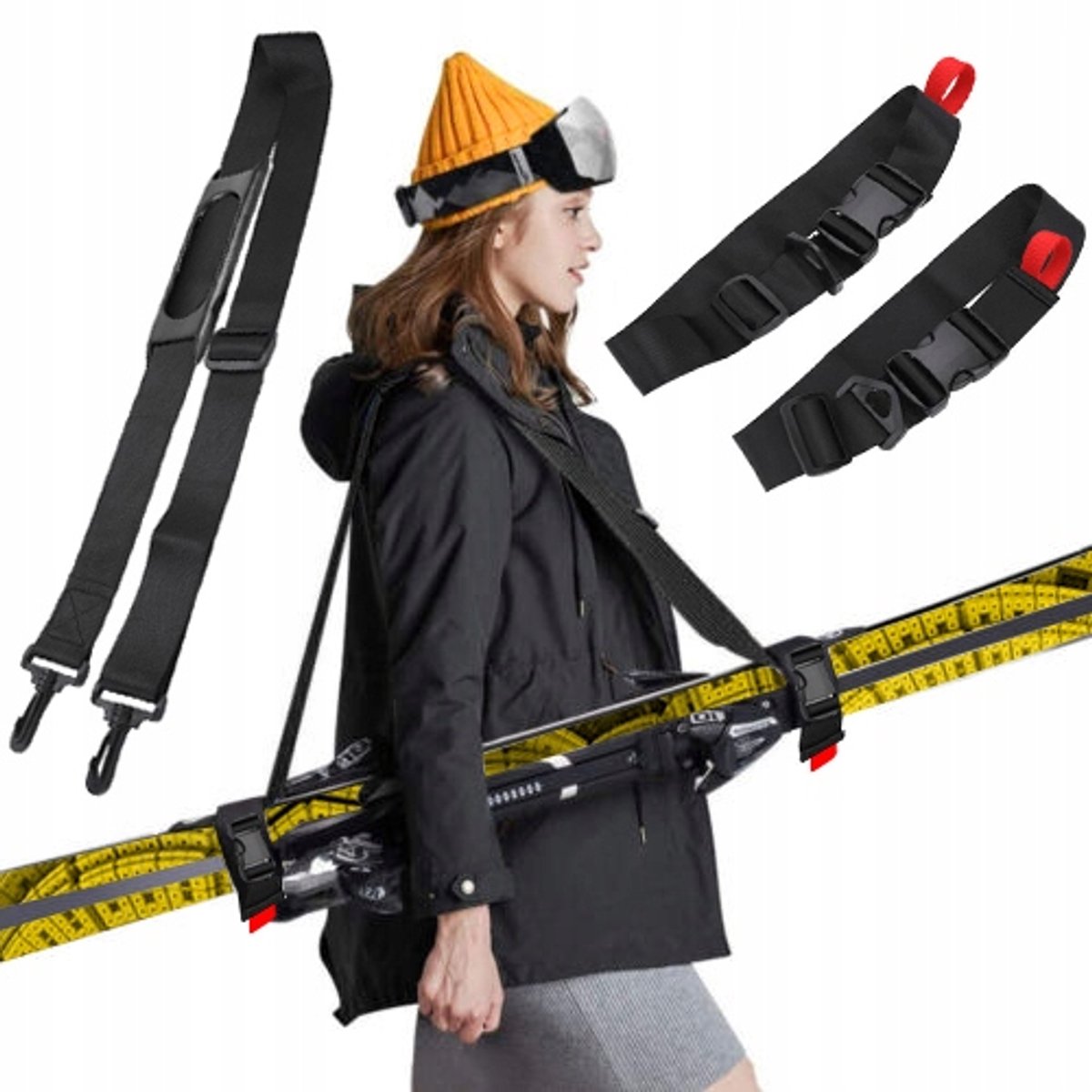 Skihouder met schouderband en skiband