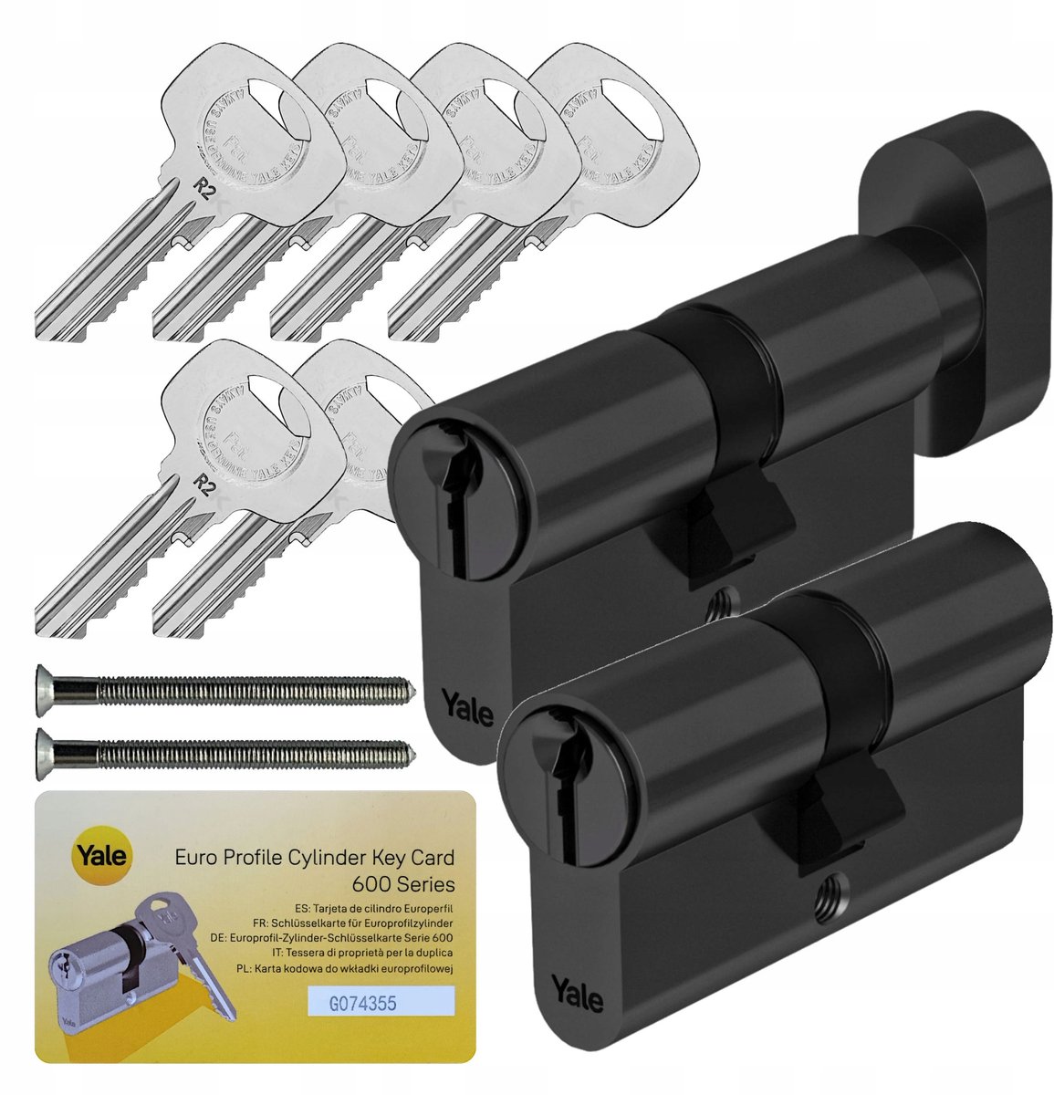 Yale Y600 Cilinderslot Set 35/45 + 35/45G Zwart met noodfunctie
