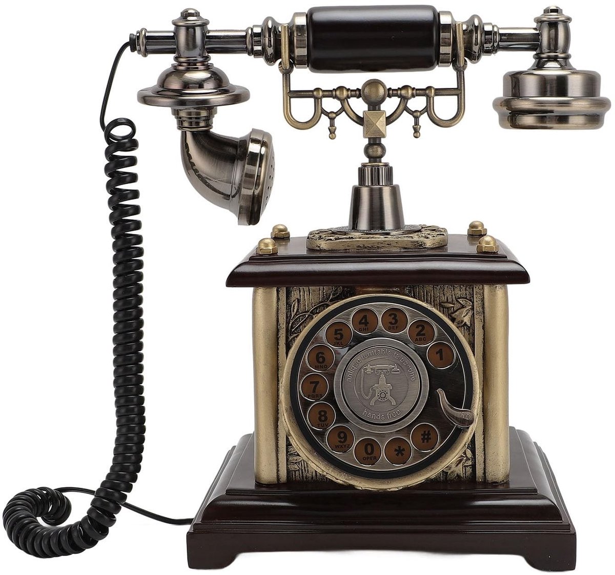 Dailygoods- Vintage Telefoon Retro Design - Vaste Telefoon - DTMF Compatibel - Robuust Hout/Metaal - Stabiele Basis - Herstelknop