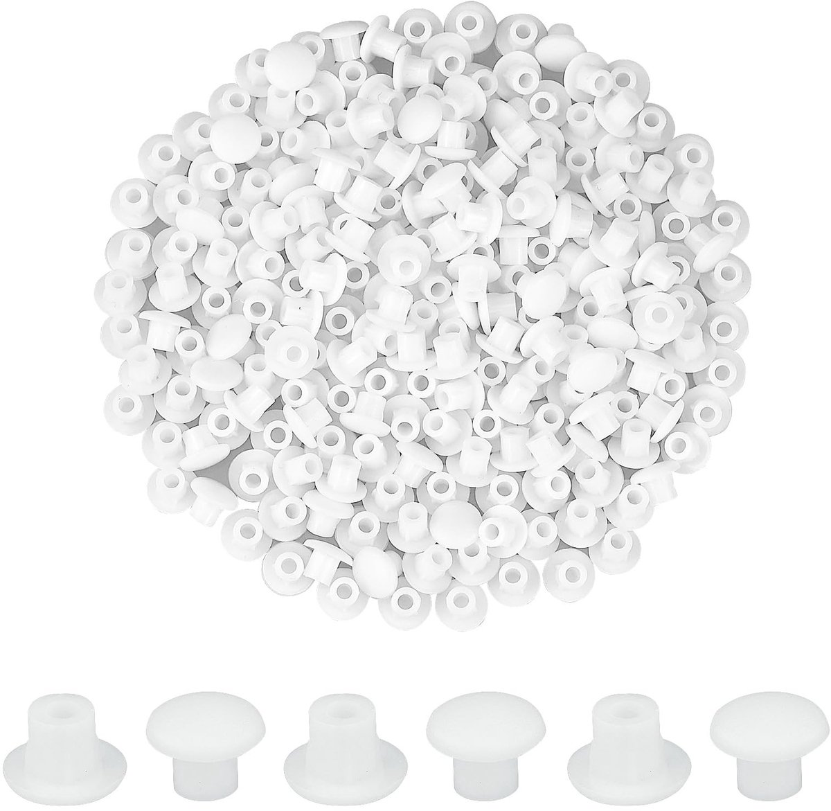 Dailygoods- Afdekkapjes 5 mm - Kunststof Afdekkappen - Wit - 220 Stuks - Duurzaam - Milieuvriendelijk Materiaal - Afdekstoppen