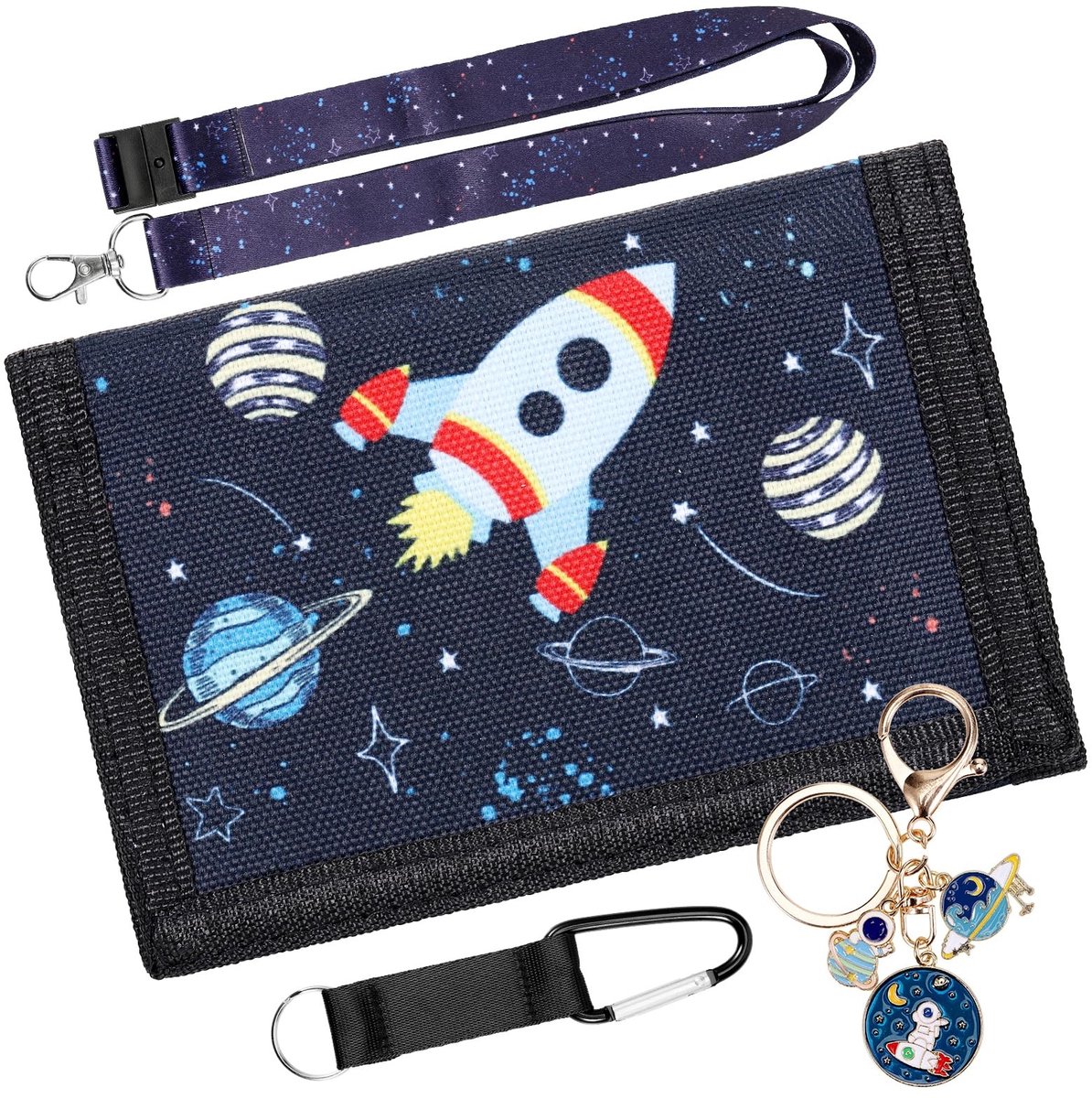 Dailygoods- Kinderportemonnee met Sleutelhanger - Kinderportemonnee - Drie Deuren - Tienercadeau - Handig voor Kleingeld - Afmetingen 24 x 12 cm - Kinderen Portemonnee