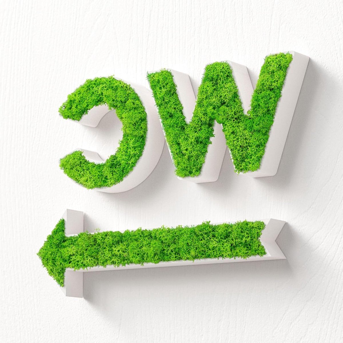 Deurbordje WC Pijl - Wegwijzer Set - Ruimtes Aangeven - Echt IJslands Mos - 22x9cm - Wit