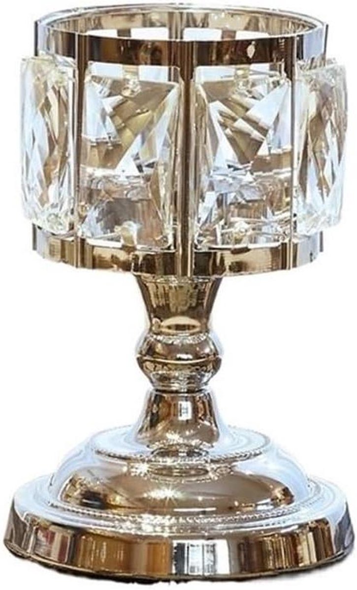 Kandelaar Houders - Glazen Kandelaar - Tafeldecoratie - Strakke Lijnen - 10mm Hoogte - Zilver