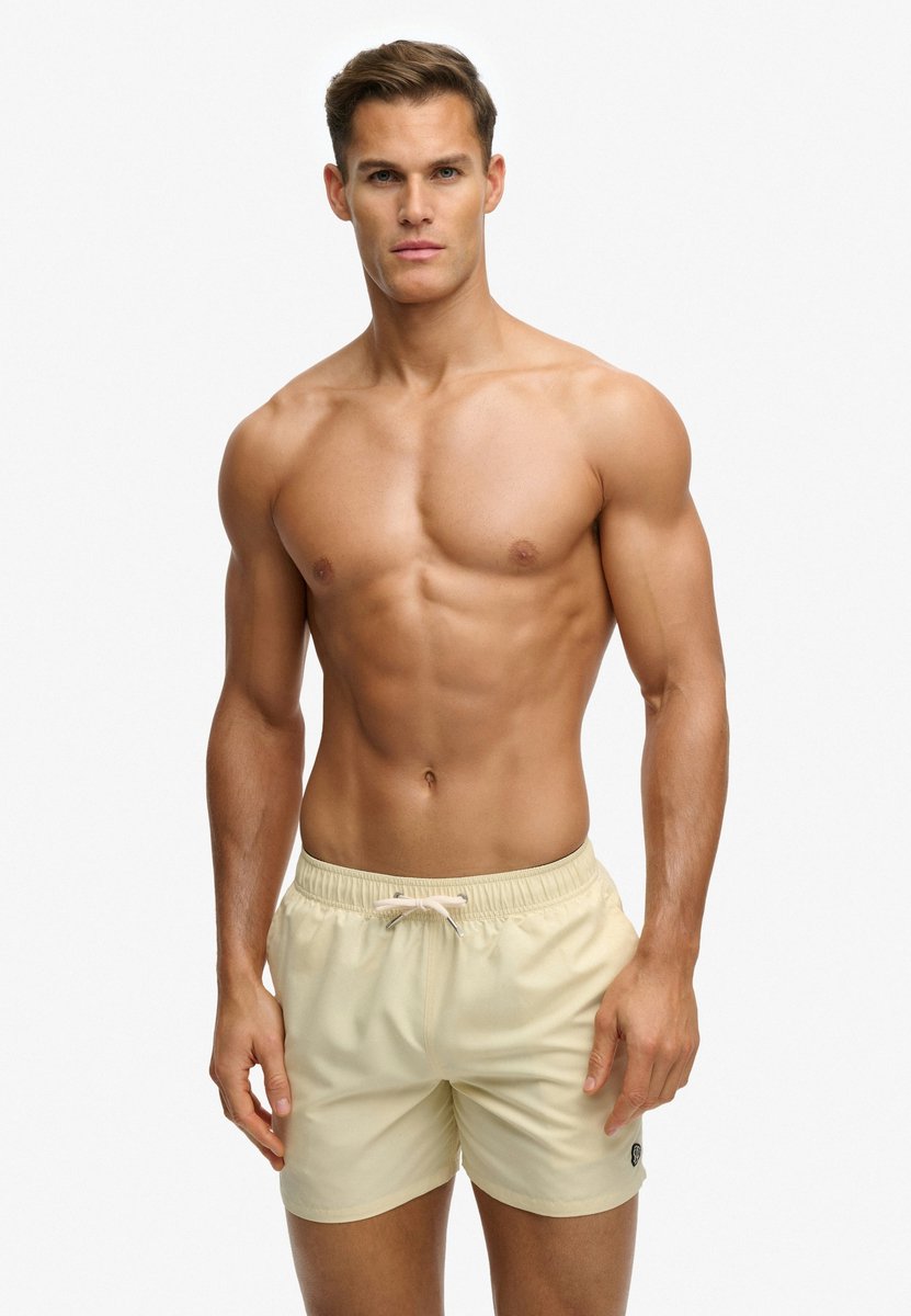 Superdry Zwemshort met geborduurd logo van 15 inch Heren Zwembroeken Geel