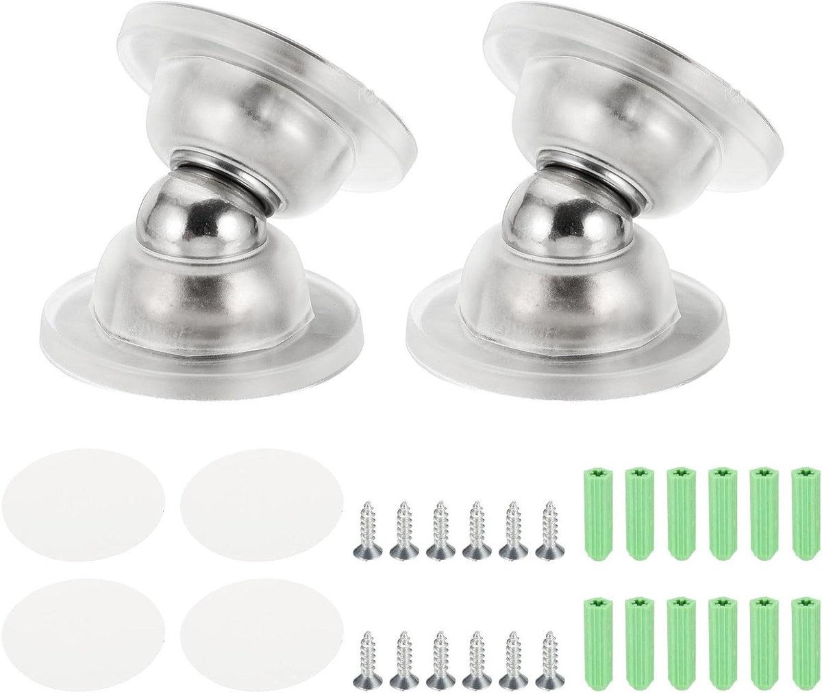 Magnetische Deurstoppers - Deurvangers Set - Schade Voorkomen - Roestvrij Staal - 2 Stuks - Transparant