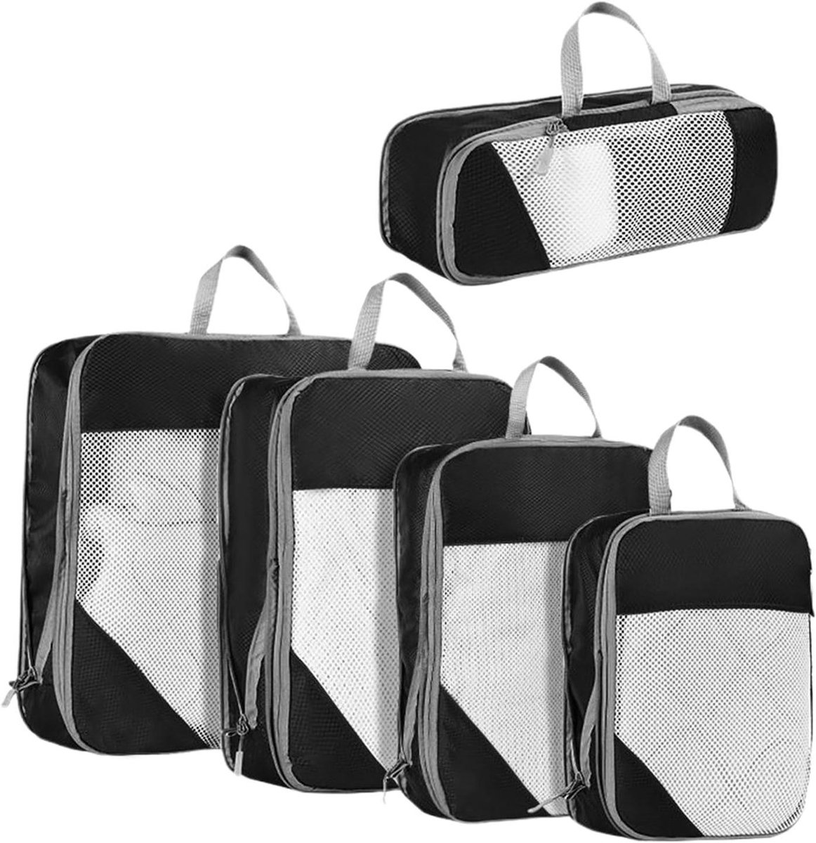 Reis Compressiezakken - Koffer Organizer - Ruimte Besparen - Waterdichte Coating - 5 Stuks - Zwart