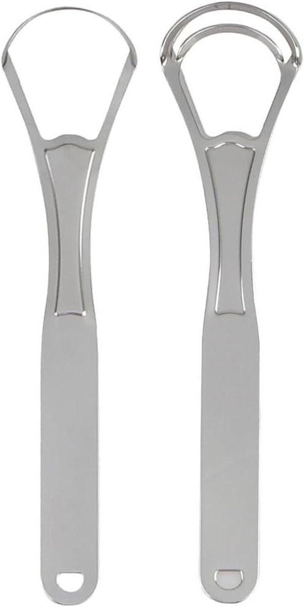 Tongborstels U-vorm - Tongreiniger RVS - Mondhygiëne Verbeteren - Ergonomisch Antislip Handvat - 15 cm - Zilver Rose Rood