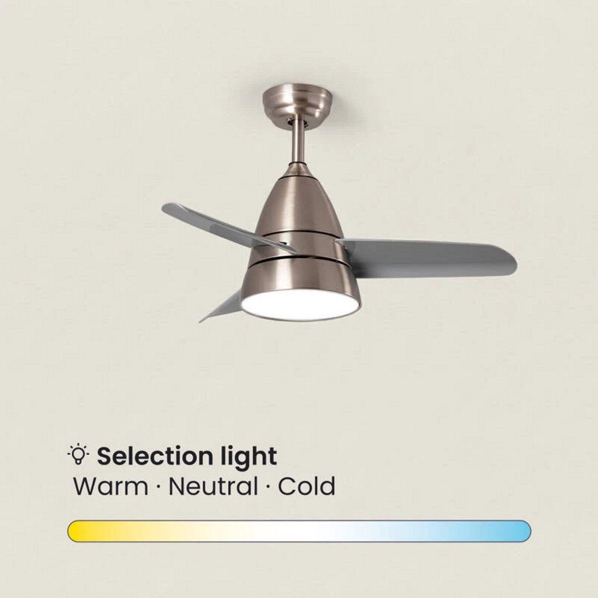 Fantiluxe - Holmstrom - Plafondventilator met verlichting - Zilver - Ø91cm - Afstandsbediening - Met lamp - Plafond ventilator - Slaapkamer thumbnail 3