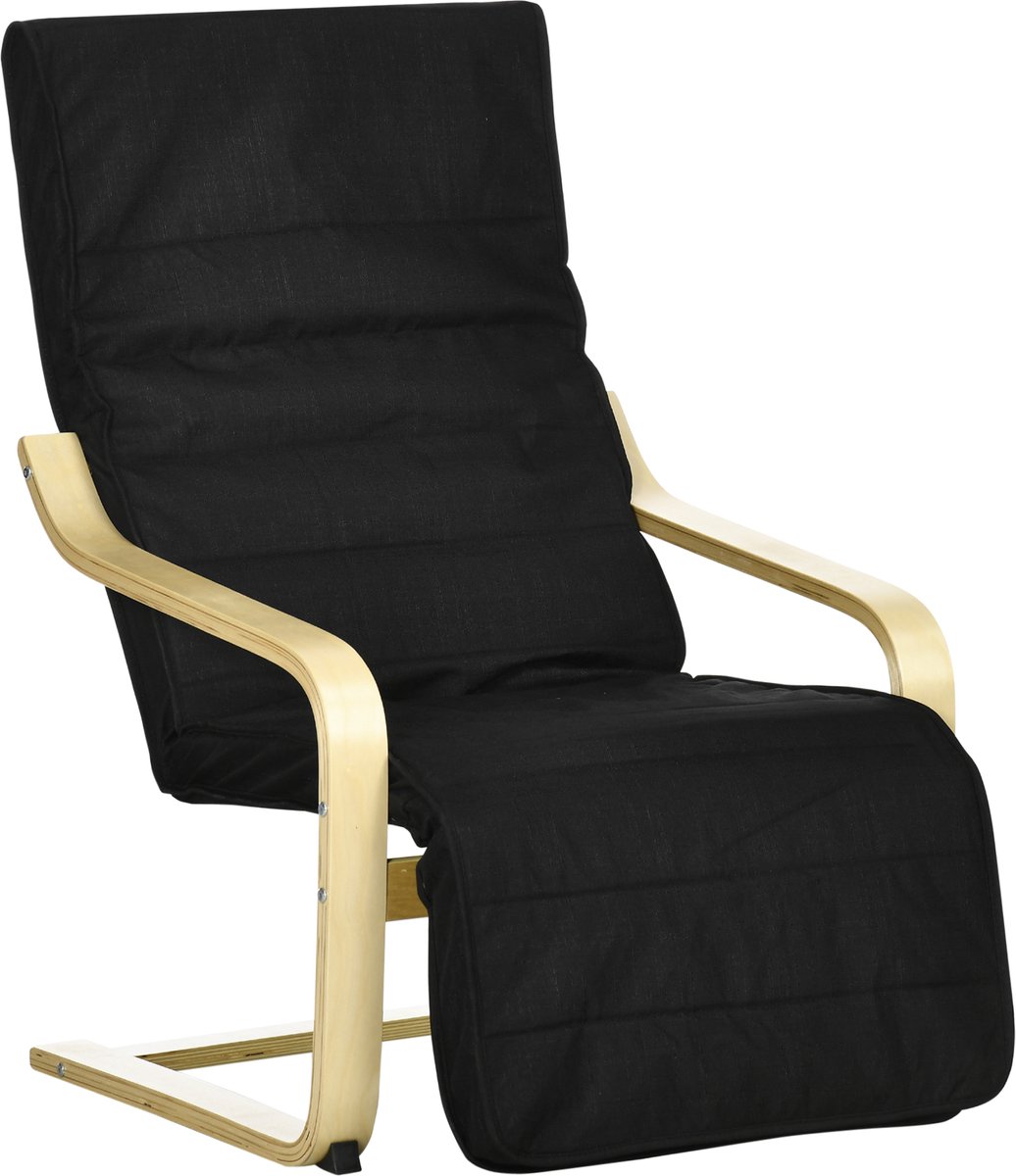 Afmetingen 66,5x94x100cm Zwart Relaxsessel Schommelstoel met Verstelbare Voetensteun Loung