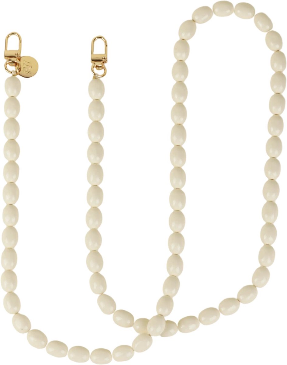 AVY Crossbody Telefoonkoord | Rosario Beige | Lang Koord | Universeel voor alle Hoesjes | Geschikt voor iPhone, Samsung en meer | 120CM | Kralen Ketting | Beige