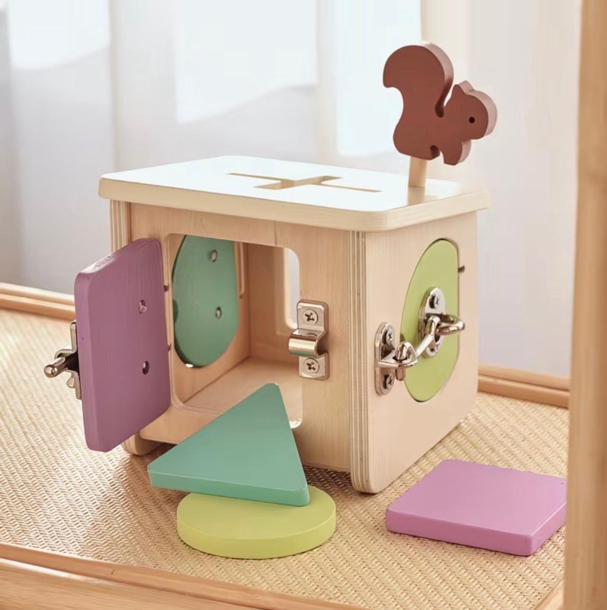 Montessori Slotenkubus – Educatief Houten Speelgoed voor Baby’s en Peuters