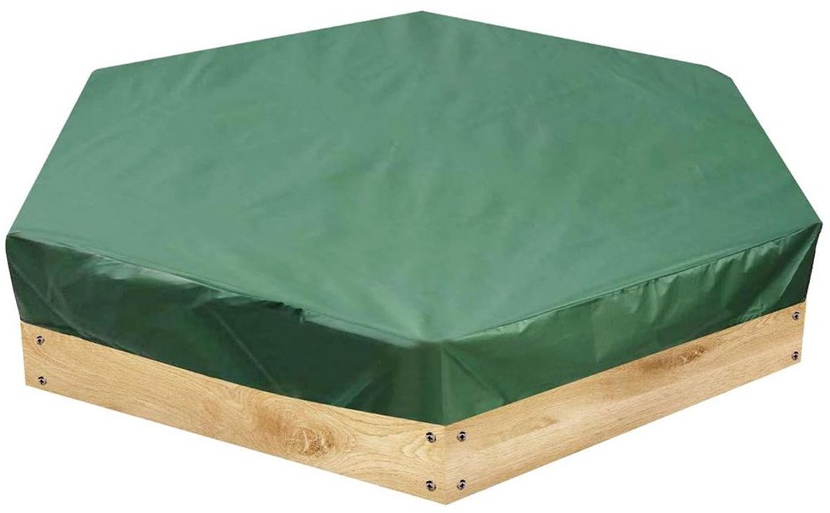 Zeshoekige zandbakhoes, waterdicht Oxford-doek, waterdichte stof met trekkoord, stof- en waterdicht (180 x 150 cm).
