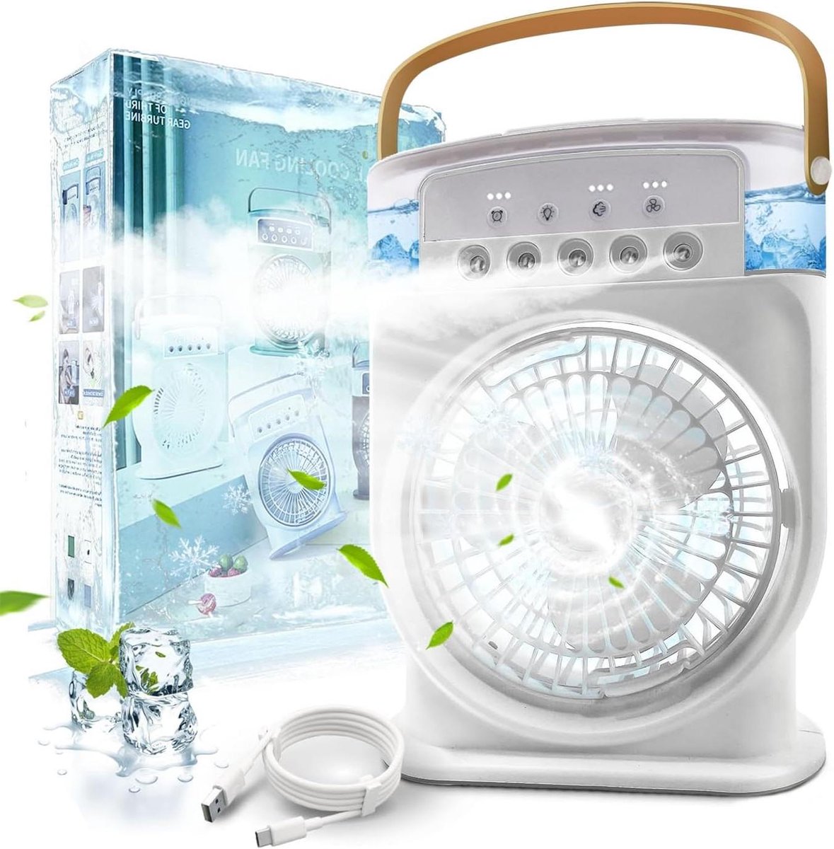 Draagbare Mini Airco - Persoonlijke Koeler - Ruimte Koelen - 4-in-1 Functie - 600 ml Reservoir - Wit