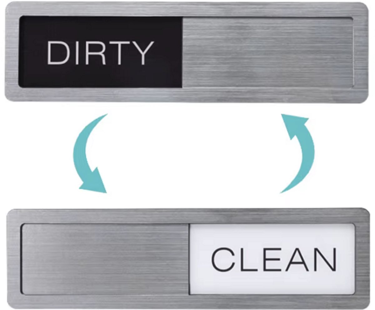 Vaatwassermagneet - Vieze of schone vaat magneet - Dirty of clean - Zilverkleurigd - 17CM - Praktische magneet - Keukenhulp - CHPN