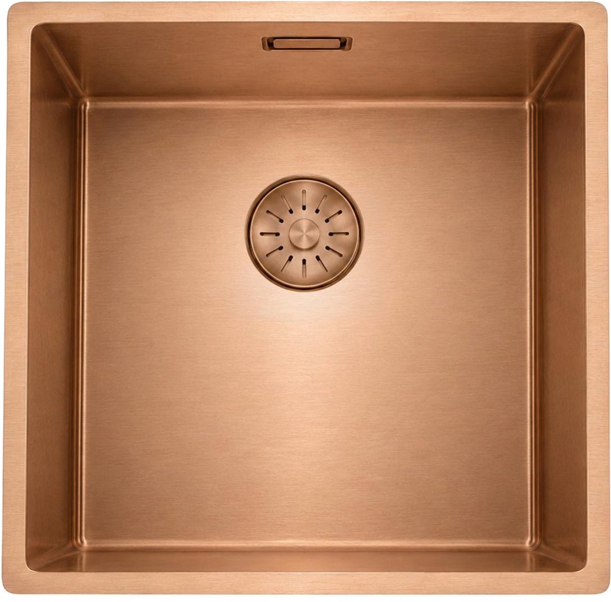 Pure.Sink Comfort PVD Rosé Koper spoelbak 40x40 cm 10mm radius onderbouw, vlakbouw en opbouw PCM4040-62