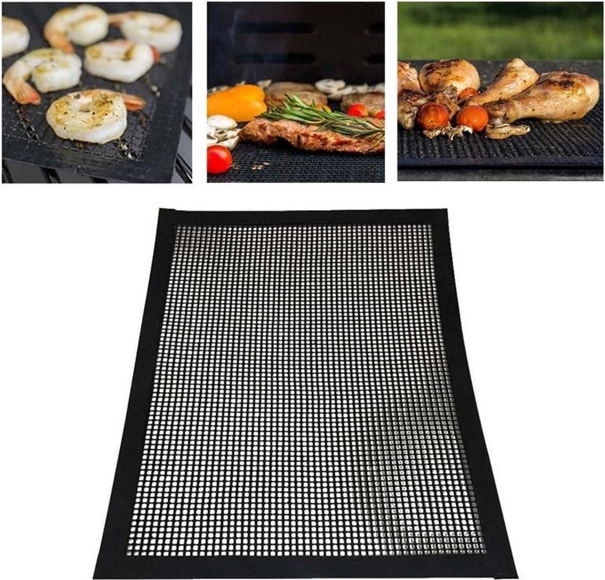 Okado BBQ Bakmat 40 x 30 cm – Non-stick Grillmat tot 260 °C – PTFE Gecoat Glasvezelweefsel – Herbruikbare Barbecue Mat voor BBQ, Grill en Oven