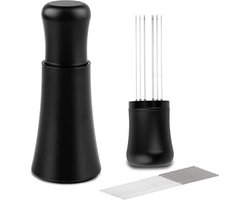 Espresso Naaldverdeler - Koffie Roer Tool - Betere Espresso Maken - Verstelbare Naalden - 10+10 Naalden - Mat Zwart