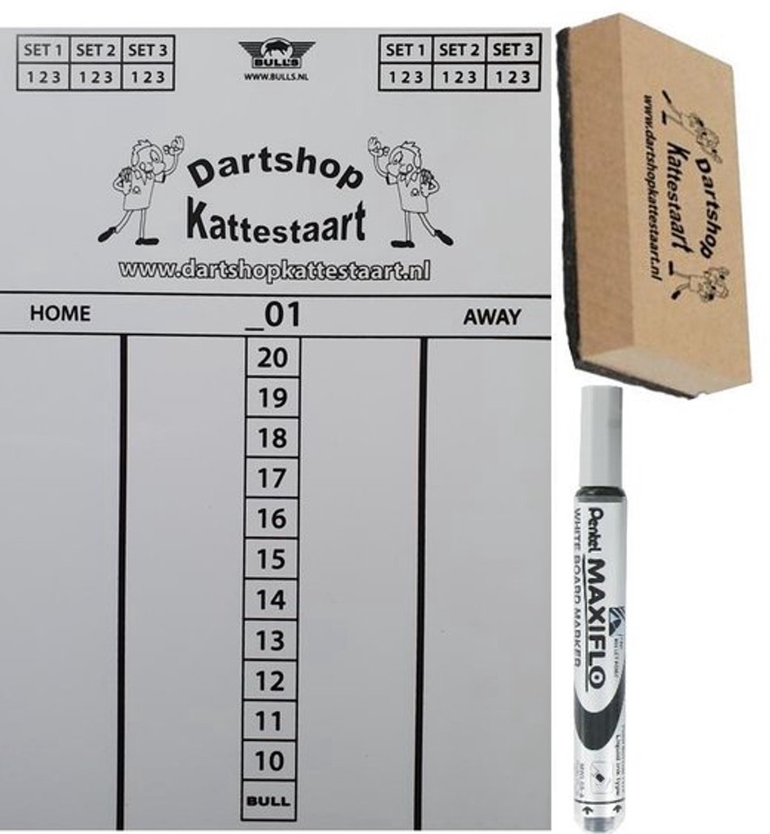 Dart Schrijfbord Set Flex 60x30 cm incl Pentel Maxiflow stift en d/k wisser