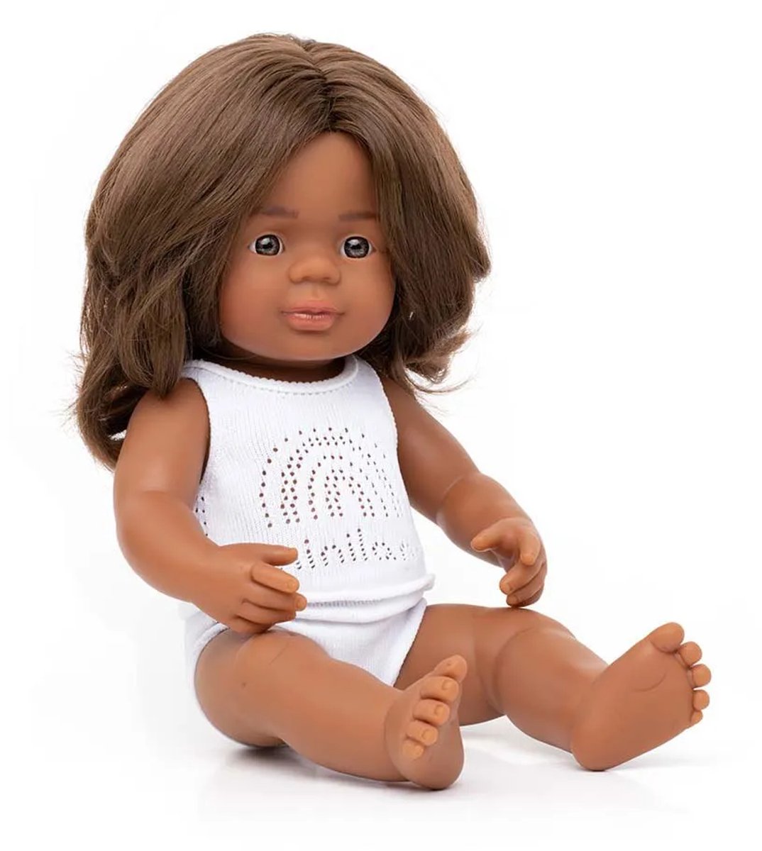 ML Poppen: POP ABORIGINAL MEISJE 38cm, met vanillegeur, waterdicht, anatomisch correct, in vinyl, in geschenkdoos. Made in ES, 10m+