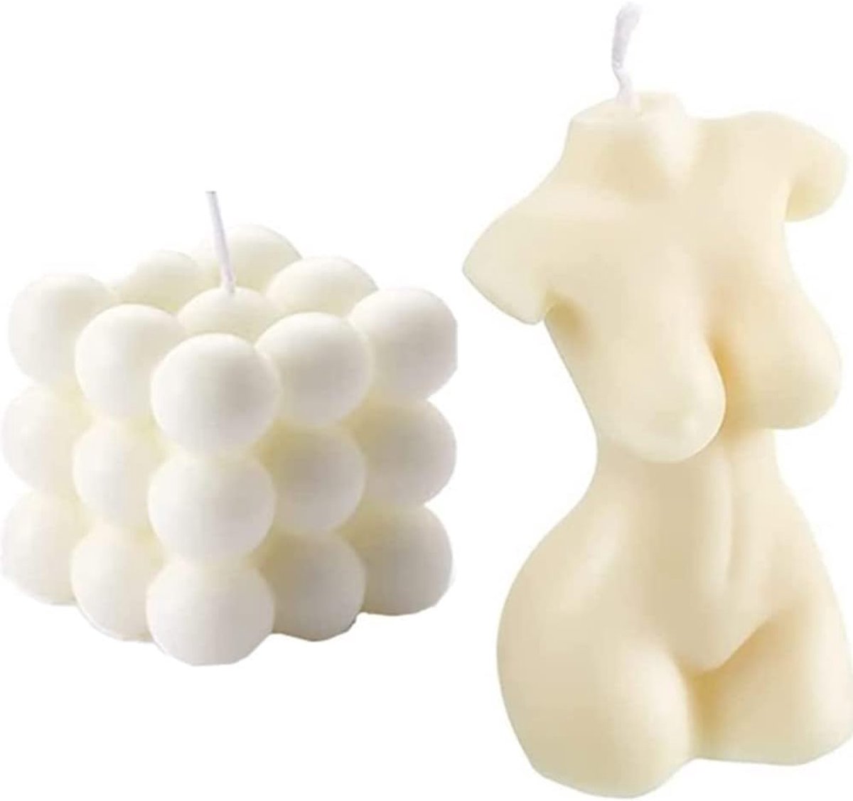 2 stuks Bubble Candle - Cube kaarsen van sojawas in vrouwelijke vorm - Sfeervolle geurkaarsen voor interieurdecoratie en als cadeau