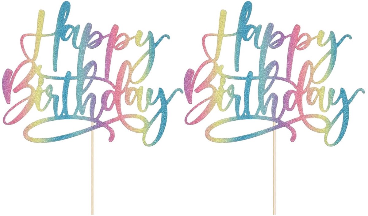 Dailygoods- Taartdecoraties 2 Stuks - Verjaardag Plugins - Creatieve Decoratie - Glinsterende Cake Accessoires - Papier - Kleur: Zwart/Bruin - Taartversiering