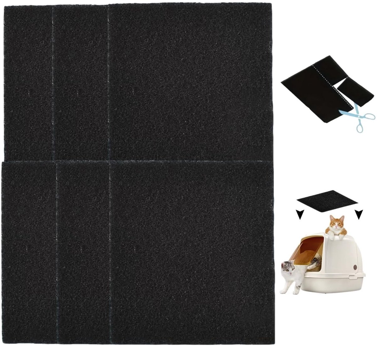 Dailygoods- Koolfilter 6 Stuks - Actieve Koolfilters - Vervangende Koolfilter - Geurfilter - 10,5 x 11,5 x 0,5 cm - Polyester