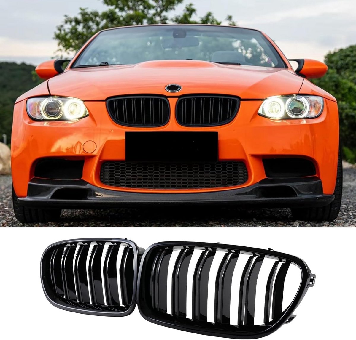 Radiatorgrill Nieren - Voorgrill Dubbele Brug - Auto Uiterlijk Verbeteren - Glans Zwart Coating - 35x18x11 cm - Zwart