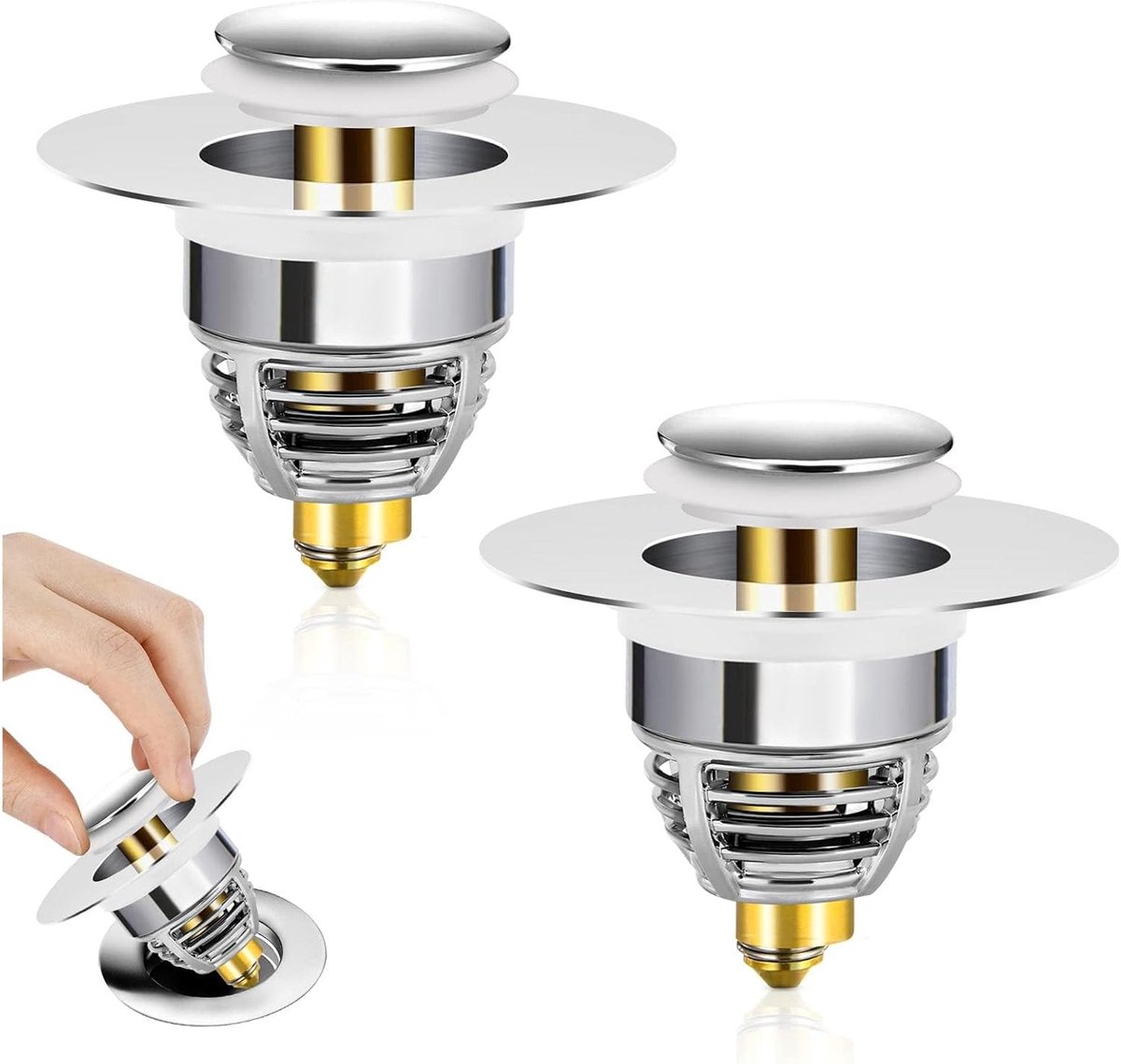 Afvoerstop Badkamer - Douchegoot - Waterdicht Afsluiten - Anti-Verstopping Mandje - 32-42 mm - Zilver