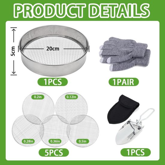Dailygoods- Tuinzeef 5-in-1 - Ronde Zeef - Grondzeef - Zandzeef — afbeelding 3