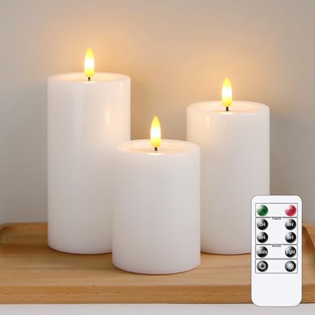 Vlamloze LED Kaarsen - Echte Was Effect - Sfeervol Verlichten - Met Olie Effect - Set van 3 - Wit