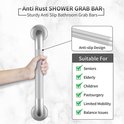 Anti-slip douchewandbeugel met geribbeld ontwerp, geschikt voor senioren, kinderen, postoperatieve patiënten.