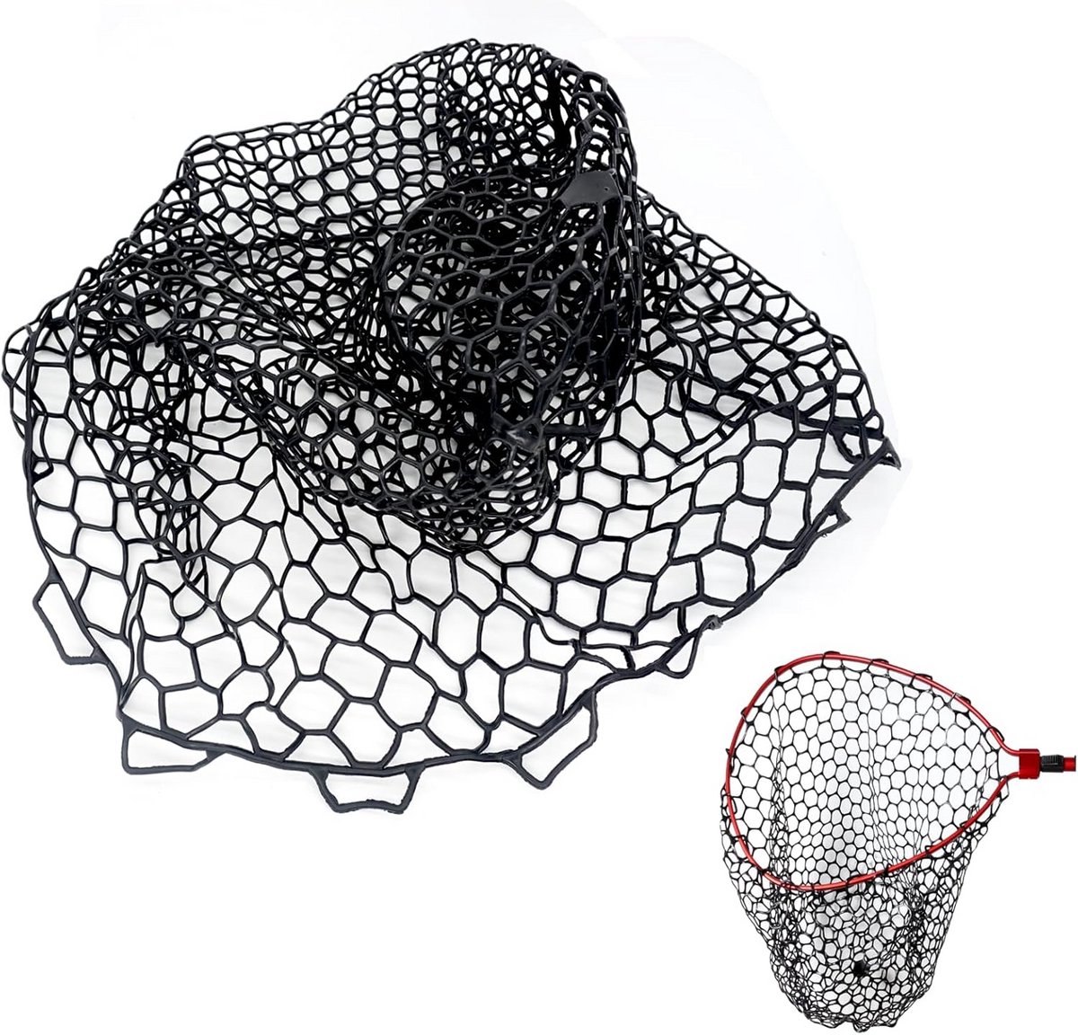 Vliegenvis Net - Vangnet Vervanging - Vissen Vangen - Zachte Rubberen Mesh - 63cm Diepte - Zwart