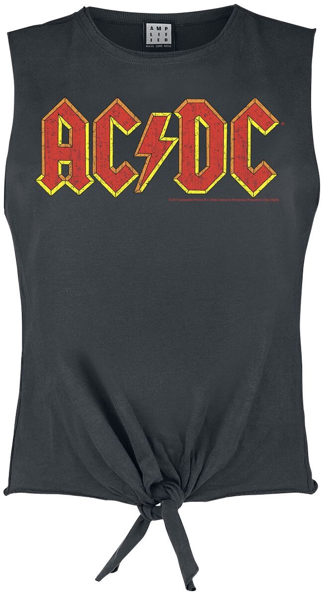 AC/DC Amplified Collection - Logo Dames Top - houtskool - L