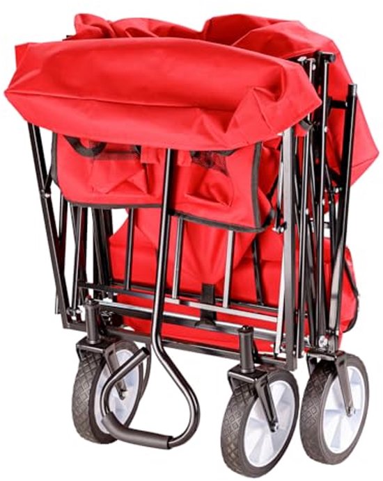 Bolderkar - Handwagen transport - Uitstapjes maken - Opvouwbaar met dak - 122 x 57 cm - Rood van Bolderkar — afbeelding 2