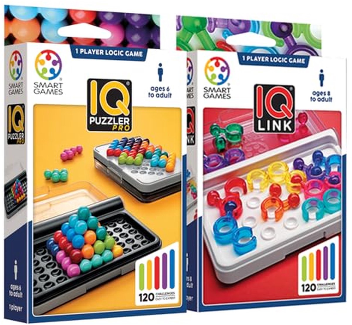 Slimme spelletjes - Logische puzzels - Hersenen trainen - 240 Uitdagingen - 2 Spellen - Meerkleurig