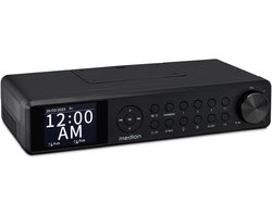 MEDION P66750 Keuken onderbouwradio (DAB+ keukenradio, PLL FM radio, dimbaar TFT kleurendisplay, kookwekker, Bluetooth, LED strip, incl. bevestigingsmateriaal) zwart
