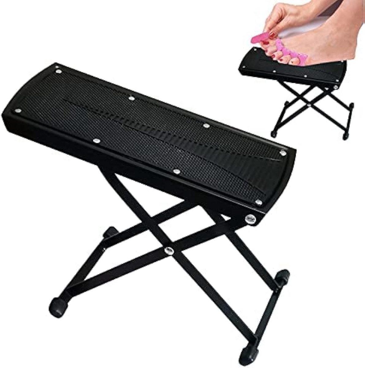 Pedicure Voetsteun - Voetkruk - Thuisverzorging - 6-Positie Verstelbaar - 27 cm Hoog - Zwart
