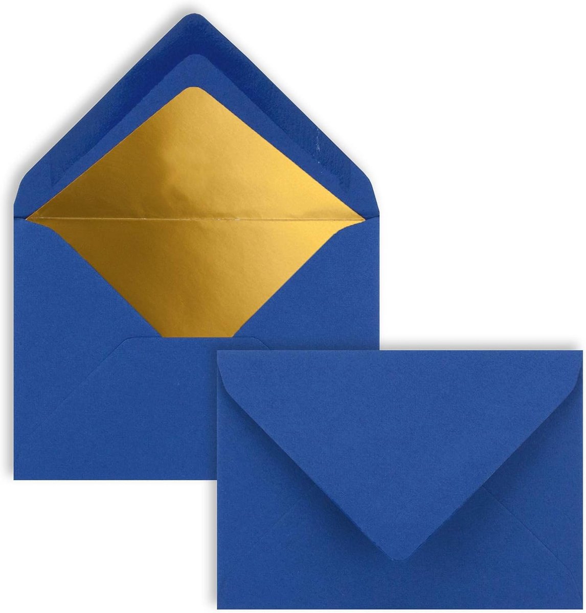 Enveloppen Blauw Goud - Briefkaarten Post - Cadeaus Versturen - Gouden Binnenvoering - 100 Stuks C7 - Koninklijk Blauw