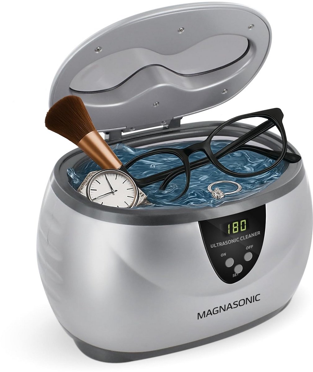 Ultrasone reiniger - Schoonmaakapparaat - Sieraden reinigen - 42.000 Hz golven - 20.8 cm - Grijs-wit