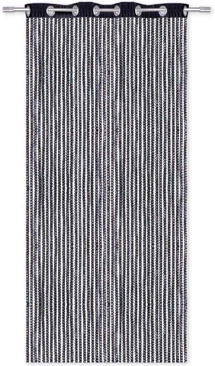 Draadgordijn Metallic - Deurgordijn Oogjes - Ruimte Verdelen - In te Kort - 140 x 250 cm - Zwart